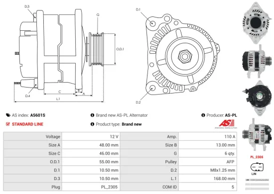 Generator 12 V AS-PL A5601S Bild Generator 12 V AS-PL A5601S