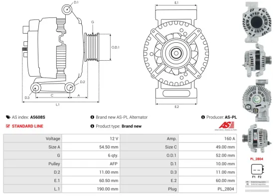 Generator 12 V AS-PL A5608S Bild Generator 12 V AS-PL A5608S