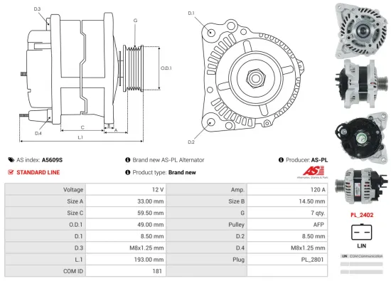 Generator 12 V AS-PL A5609S Bild Generator 12 V AS-PL A5609S