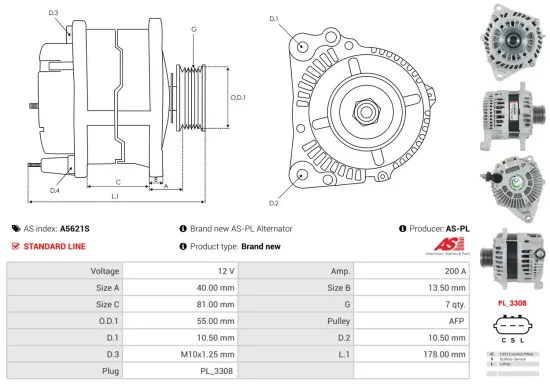 Generator 12 V AS-PL A5621S Bild Generator 12 V AS-PL A5621S