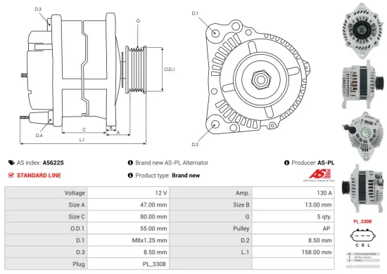 Generator 12 V AS-PL A5622S Bild Generator 12 V AS-PL A5622S
