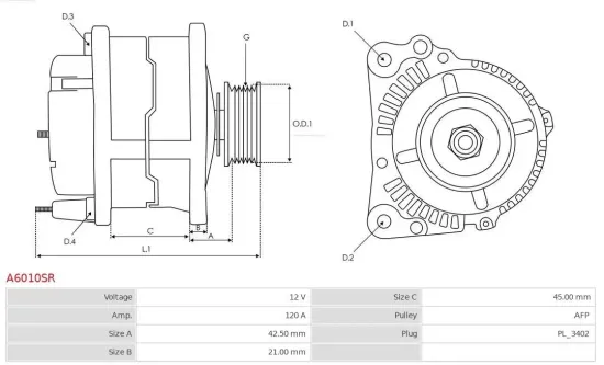 Generator 12 V AS-PL A6010SR Bild Generator 12 V AS-PL A6010SR