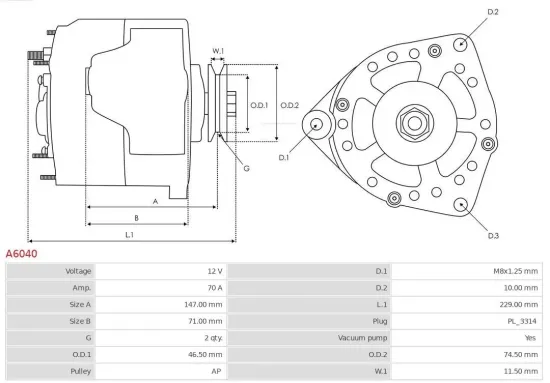 Generator 12 V AS-PL A6040 Bild Generator 12 V AS-PL A6040