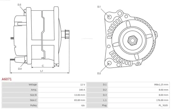 Generator 12 V AS-PL A6071 Bild Generator 12 V AS-PL A6071