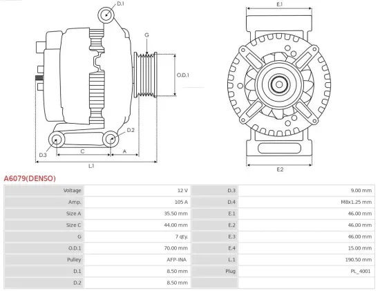 Generator 12 V AS-PL A6079(DENSO) Bild Generator 12 V AS-PL A6079(DENSO)