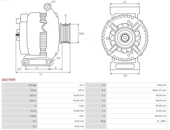 Generator 12 V AS-PL A6079SR Bild Generator 12 V AS-PL A6079SR