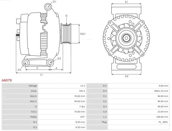 Generator 12 V AS-PL A6079 Bild Generator 12 V AS-PL A6079