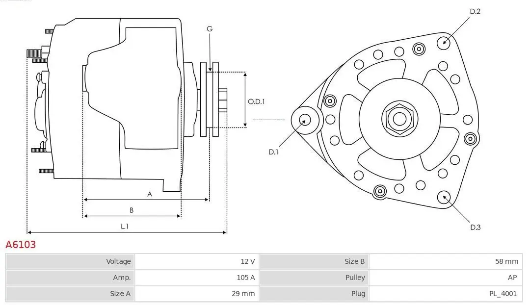 Generator 12 V AS-PL A6103 Bild Generator 12 V AS-PL A6103