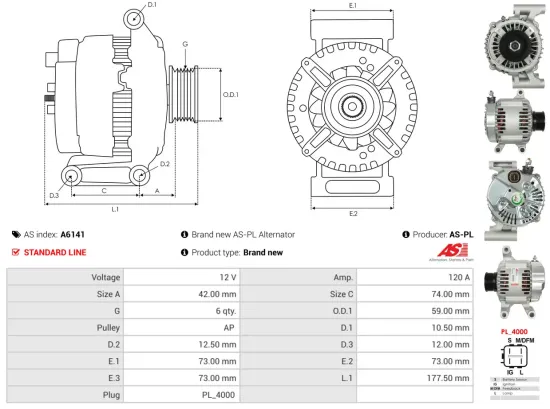 Generator 12 V AS-PL A6141 Bild Generator 12 V AS-PL A6141