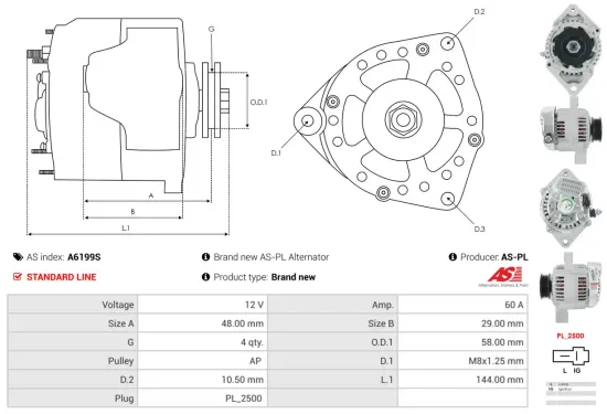 Generator 12 V AS-PL A6199S Bild Generator 12 V AS-PL A6199S