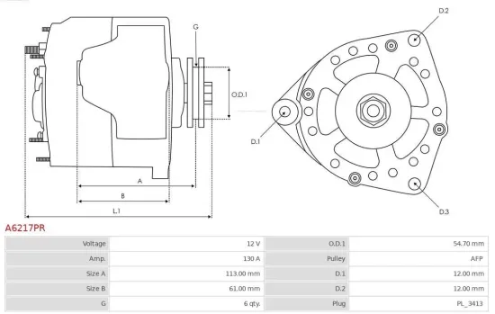 Generator 12 V AS-PL A6217PR Bild Generator 12 V AS-PL A6217PR