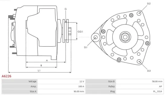 Generator 12 V AS-PL A6226 Bild Generator 12 V AS-PL A6226