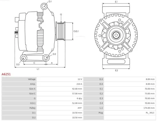 Generator 12 V AS-PL A6251 Bild Generator 12 V AS-PL A6251