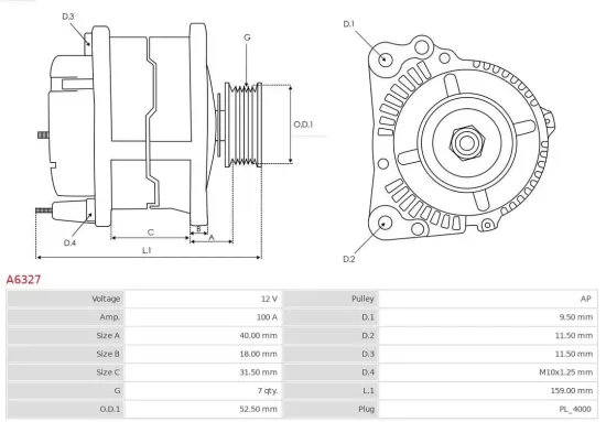 Generator 12 V AS-PL A6327 Bild Generator 12 V AS-PL A6327