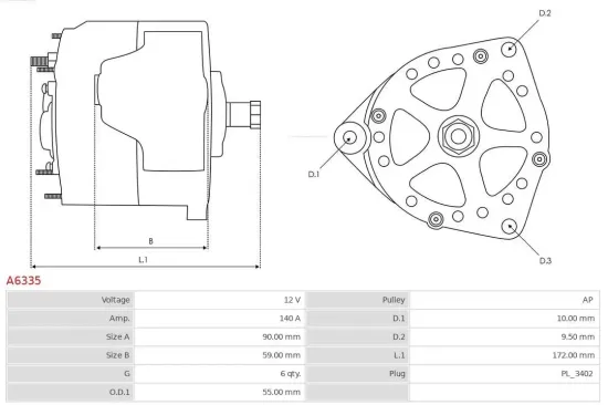 Generator 12 V AS-PL A6335 Bild Generator 12 V AS-PL A6335