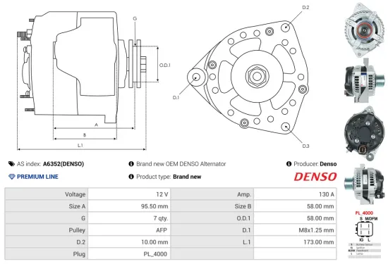 Generator 12 V AS-PL A6352(DENSO) Bild Generator 12 V AS-PL A6352(DENSO)