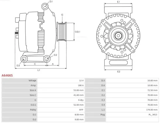 Generator 12 V AS-PL A6466S Bild Generator 12 V AS-PL A6466S