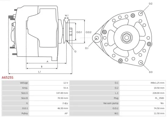 Generator 12 V AS-PL A6525S Bild Generator 12 V AS-PL A6525S