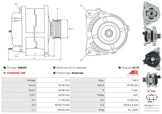 Generator 12 V AS-PL A6669S Bild Generator 12 V AS-PL A6669S
