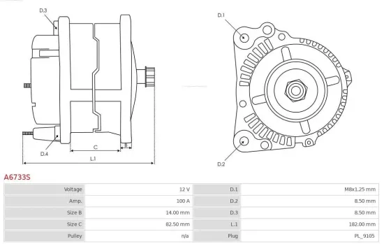 Generator 12 V AS-PL A6733S Bild Generator 12 V AS-PL A6733S