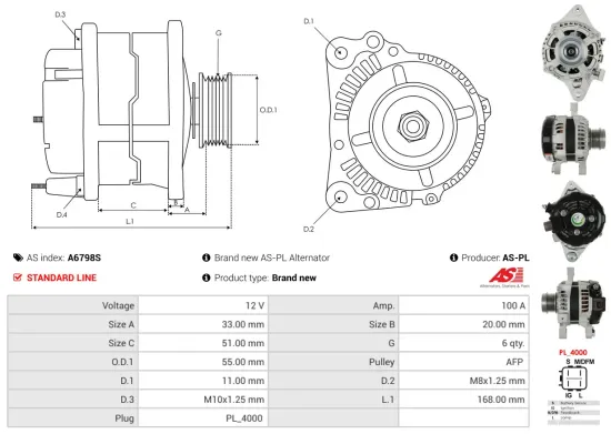 Starter 12 V 2 kW AS-PL S9742P Bild Starter 12 V 2 kW AS-PL S9742P