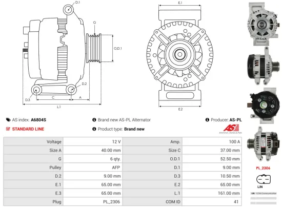 Generator 12 V AS-PL A6804S Bild Generator 12 V AS-PL A6804S