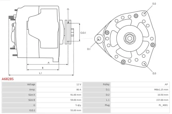 Generator 12 V AS-PL A6828S Bild Generator 12 V AS-PL A6828S