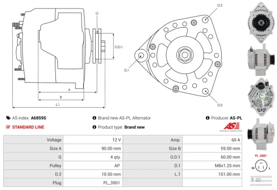 Generator 12 V AS-PL A6859S Bild Generator 12 V AS-PL A6859S