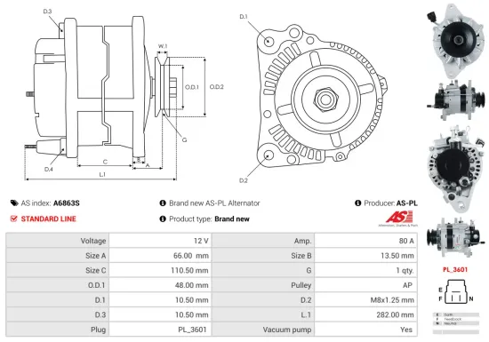 Generator 12 V AS-PL A6863S Bild Generator 12 V AS-PL A6863S
