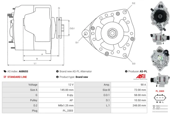 Generator 12 V AS-PL A6865S Bild Generator 12 V AS-PL A6865S