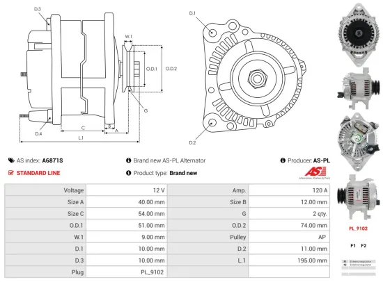 Generator 12 V AS-PL A6871S Bild Generator 12 V AS-PL A6871S