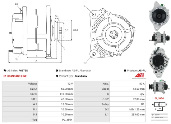 Generator 12 V AS-PL A6879S Bild Generator 12 V AS-PL A6879S