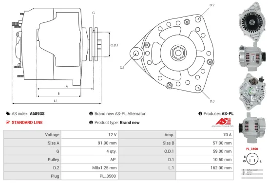 Generator 12 V AS-PL A6893S Bild Generator 12 V AS-PL A6893S
