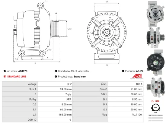 Generator 12 V AS-PL A6897S Bild Generator 12 V AS-PL A6897S