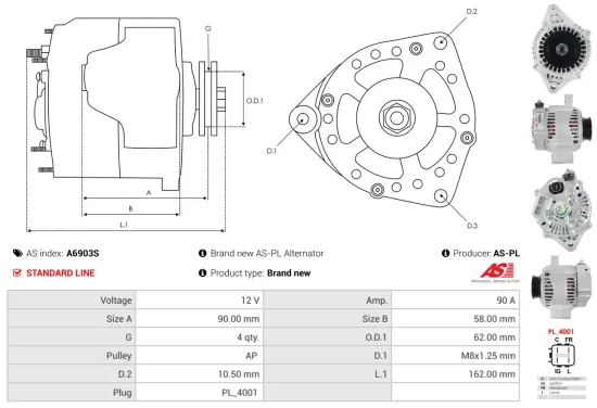 Generator 12 V AS-PL A6903S Bild Generator 12 V AS-PL A6903S