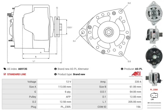 Generator 12 V AS-PL A6913S Bild Generator 12 V AS-PL A6913S