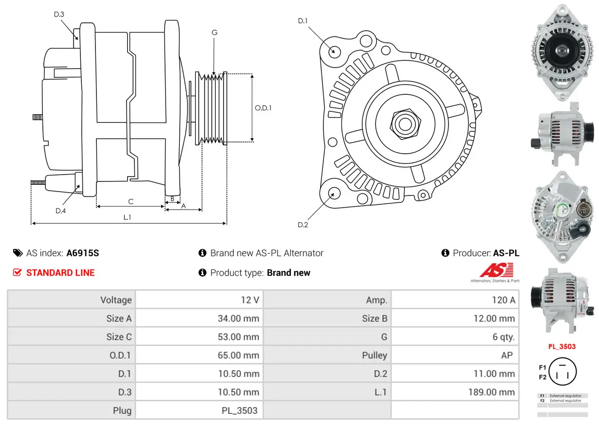 Starter 24 V 4,5 kW AS-PL S6139