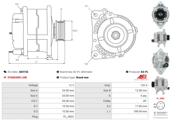 Starter 24 V 4,5 kW AS-PL S6139 Bild Starter 24 V 4,5 kW AS-PL S6139