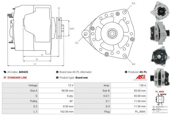 Generator 12 V AS-PL A6942S Bild Generator 12 V AS-PL A6942S