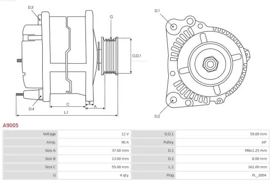 Generator 12 V AS-PL A9005 Bild Generator 12 V AS-PL A9005
