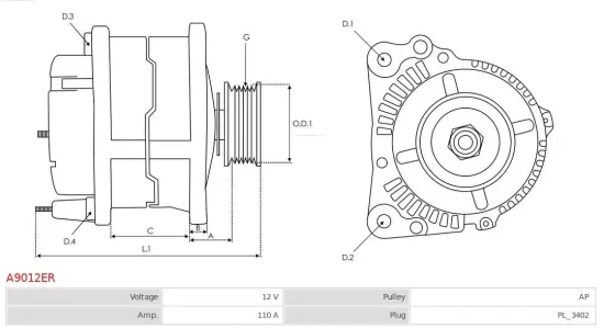 Generator 12 V AS-PL A9012ER Bild Generator 12 V AS-PL A9012ER