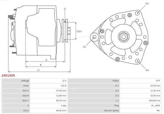 Generator 12 V AS-PL A9018SR Bild Generator 12 V AS-PL A9018SR