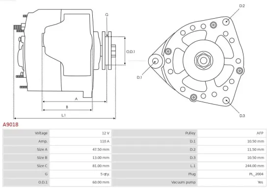 Generator 12 V AS-PL A9018 Bild Generator 12 V AS-PL A9018