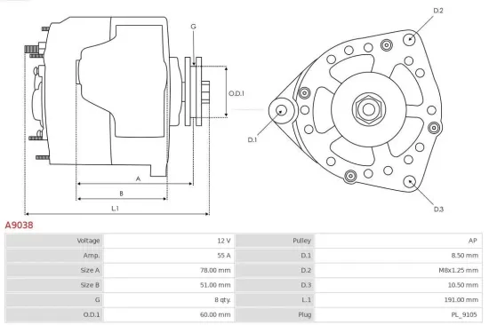 Generator 12 V AS-PL A9038 Bild Generator 12 V AS-PL A9038