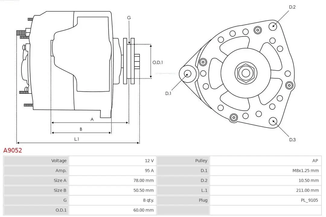 Generator 12 V AS-PL A9052 Bild Generator 12 V AS-PL A9052