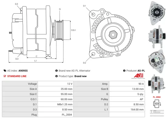 Generator 12 V AS-PL A9095S Bild Generator 12 V AS-PL A9095S