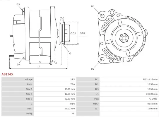 Generator 24 V AS-PL A9134S Bild Generator 24 V AS-PL A9134S