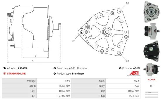 Generator 12 V AS-PL A9148S Bild Generator 12 V AS-PL A9148S