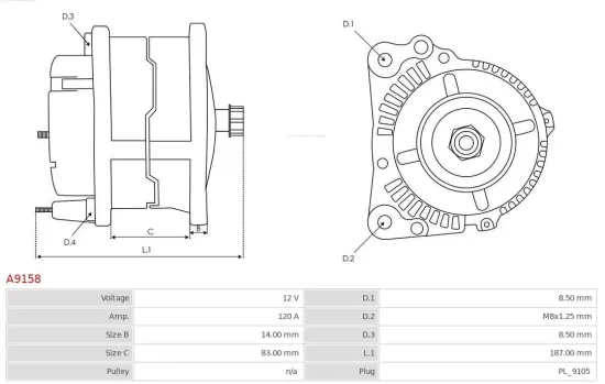 Generator 12 V AS-PL A9158 Bild Generator 12 V AS-PL A9158