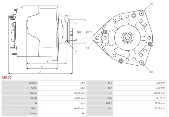 Generator 12 V AS-PL A9220 Bild Generator 12 V AS-PL A9220